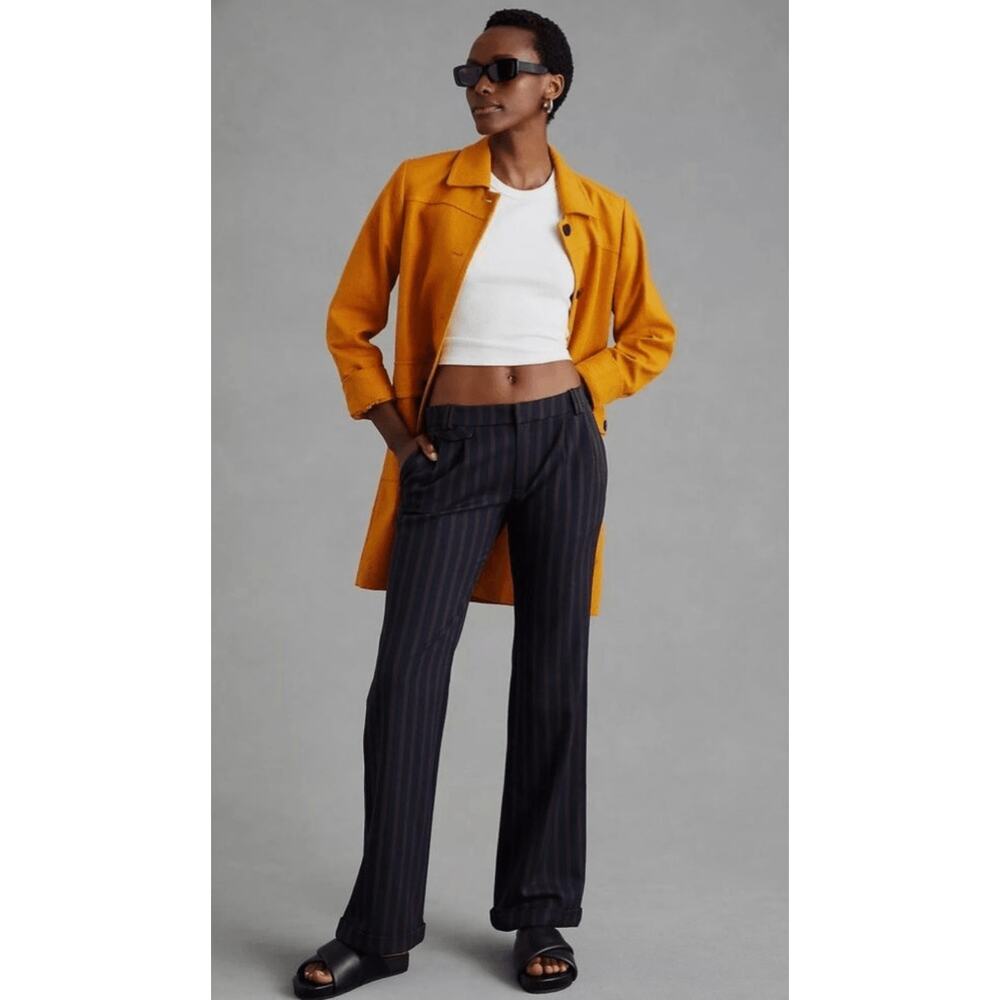 Anthropologie Low-Rise Flare Pants Navy Stripe Size 2 NWT